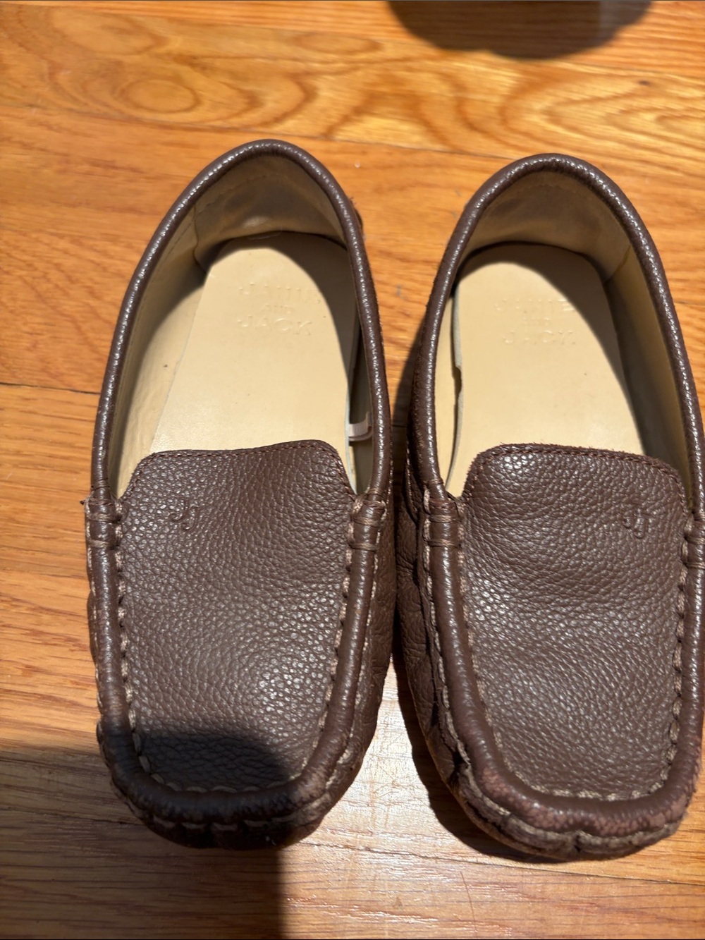 Janie and Jack Brown Pebbled Leather Slip-On Loafers